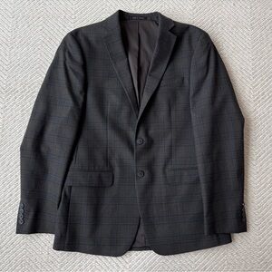 Van Heusen Flex Slim Fit Brown and Blue Plaid Suit Jacket Blazer sz 38R